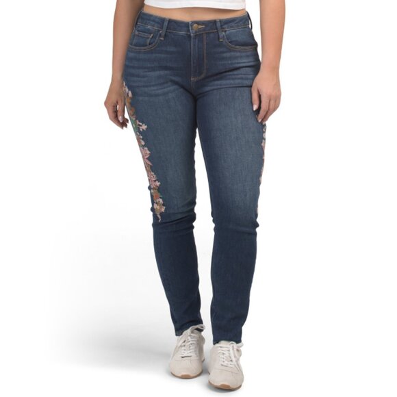 DRIFTWOOD JEANS Dark Wash Jackie X Far East Floral Embroidered Jeans - Picture 1 of 2